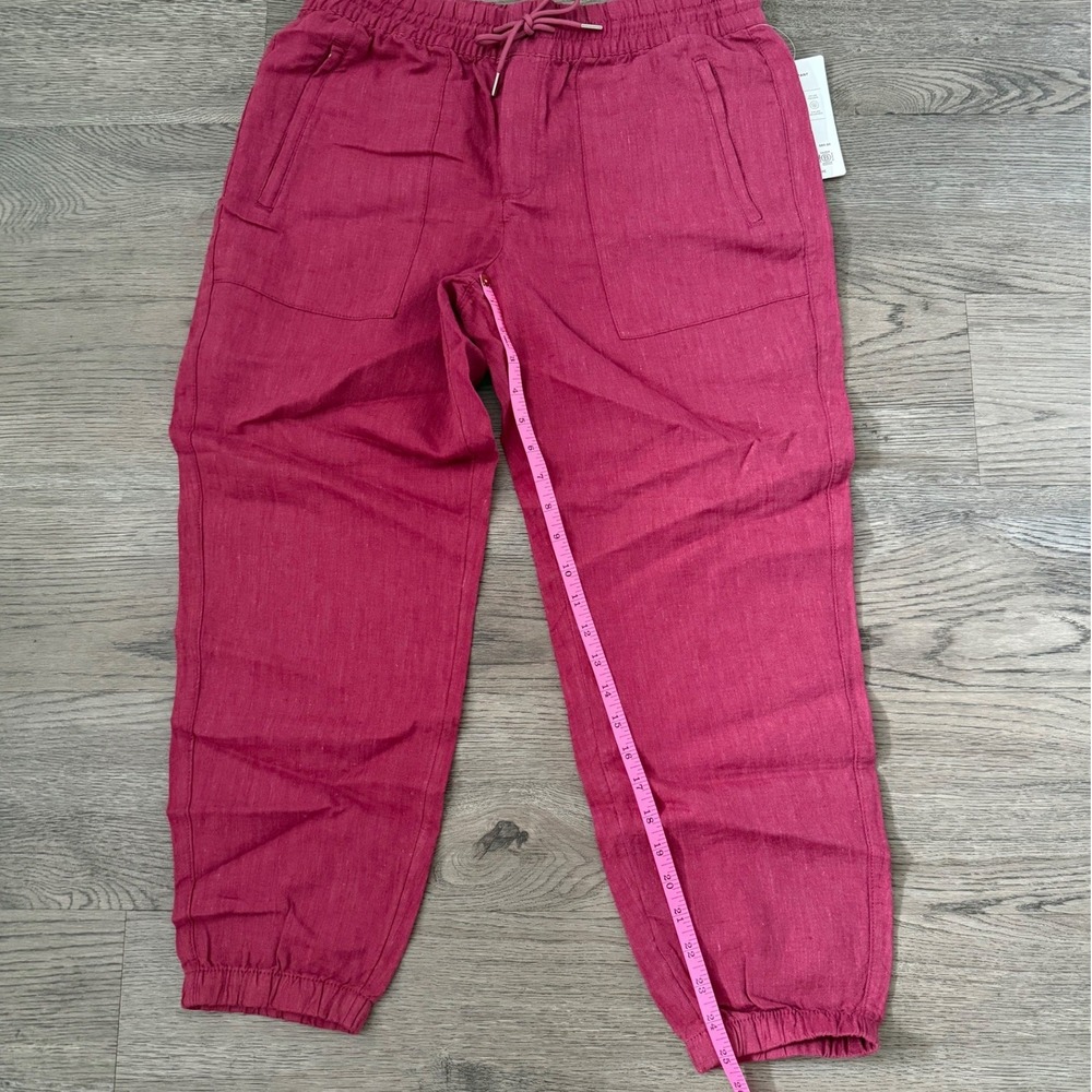 Athleta Retreat 100% Linen Jogger Pants Size 8P Petite NWT Pink Travel Casual - Picture 8 of 12